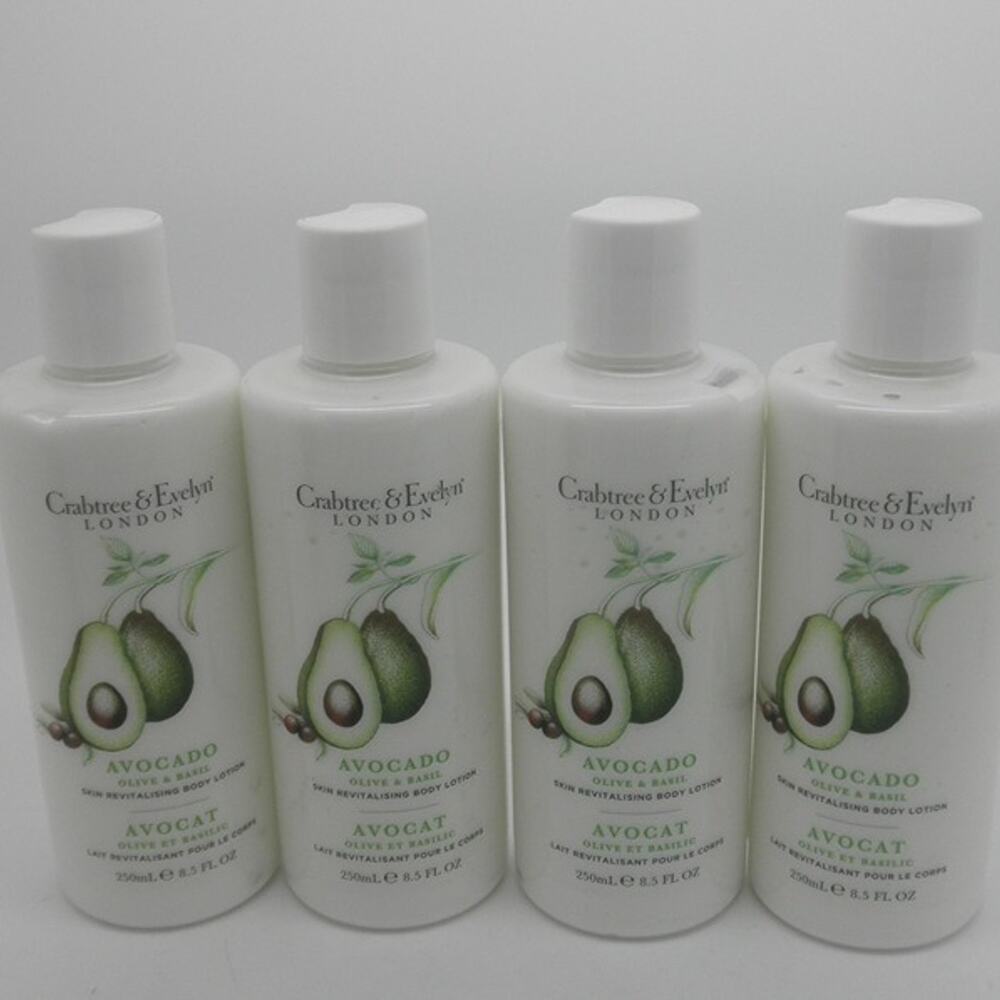 Lot of 4 - Crabtree & Evelyn AVOCADO OLIVE & BASIL Body Lotion OG  8.5 oz